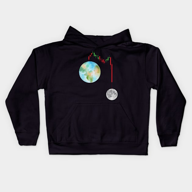 Crypto Hodl Vintage Trading Chart To The Moon Kids Hoodie by drag is art